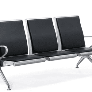 Black Airport 3 Seater Chair - Modern Metal Waiting Bench